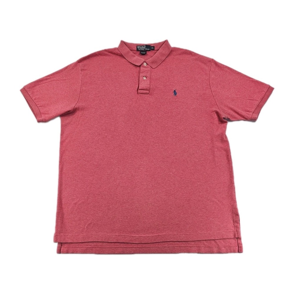 Vintage Polo Ralph Lauren Men's Shirt XL Coral Pink Blue Pony Smooth Soft Golf